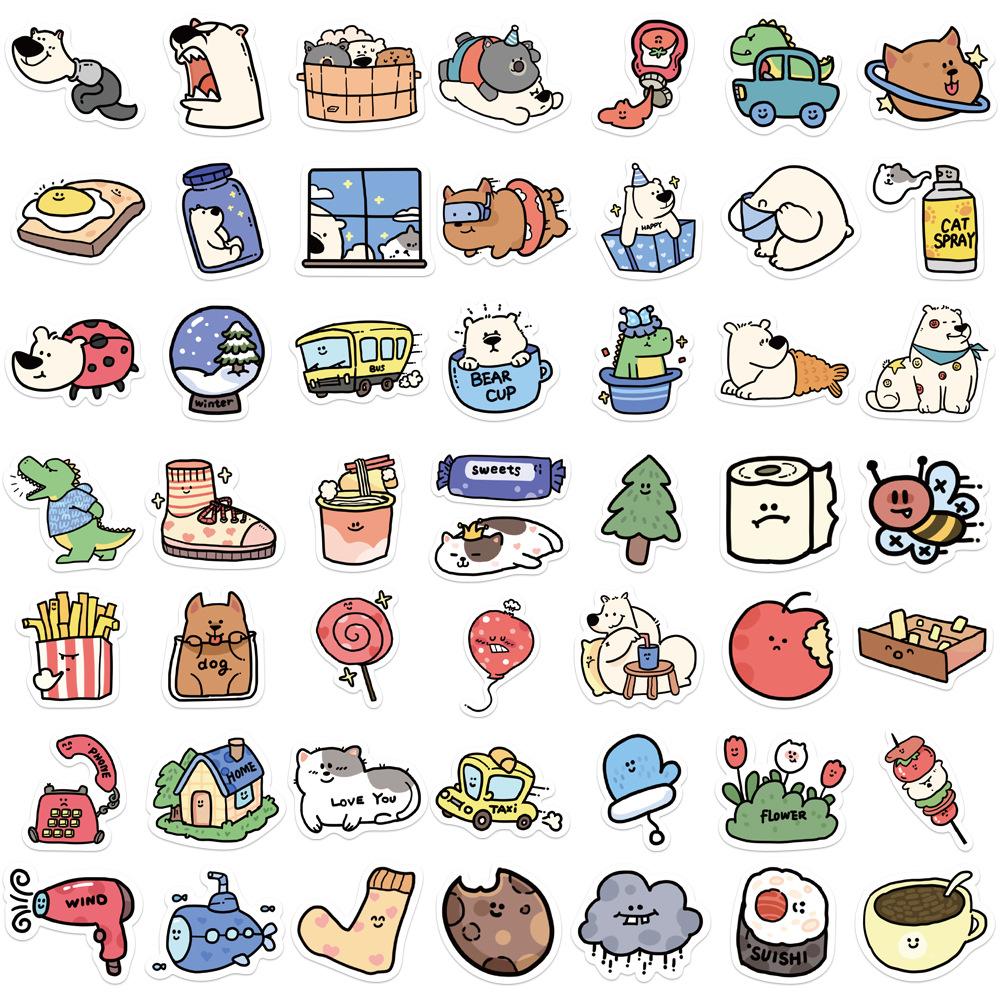 100 Photos of Xiao Zhang Cute Animal Hotel Graffiti Stickers Decorate Suitcase Laptop Waterproof Stickers