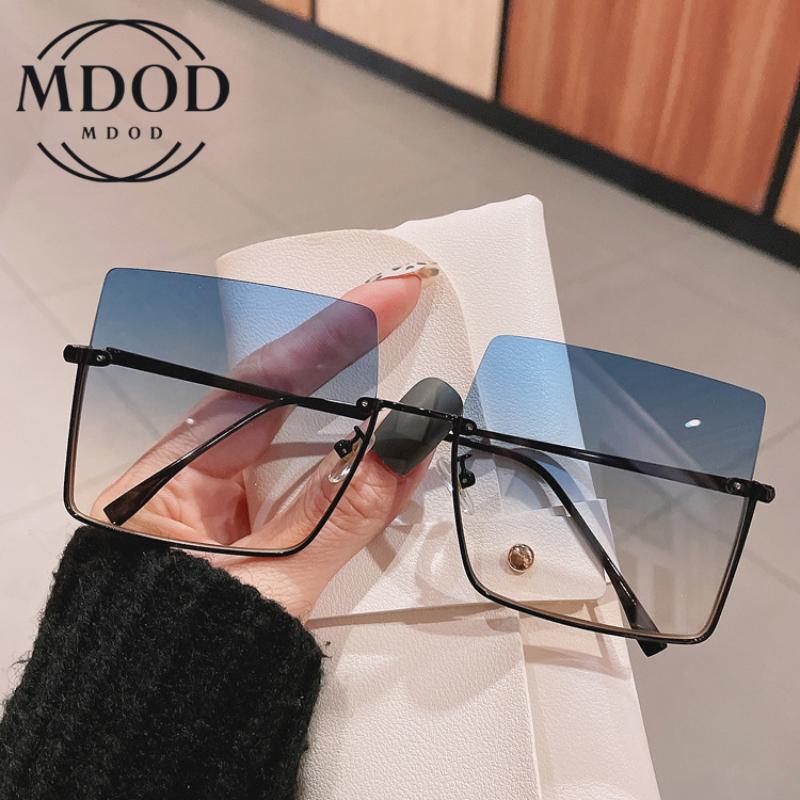 Mdod Kadınlar İçin Büyük Boy Moda Güneş Gözlükleri Yarım Çerçeve Anti-Uv Gözlükler Gradyan Camlar Süper Büyük Çerçeve Güneş Gözlükleri Kadınlar