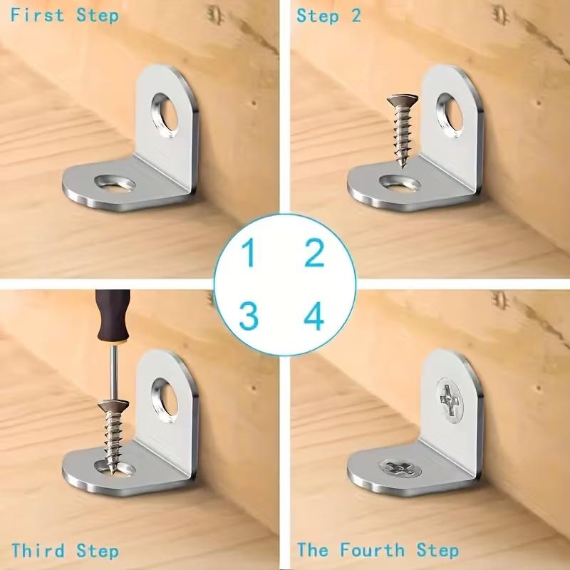 10pcs Thickened Stainless Steel Angle Code Laminate Laminate Connector L-shaped Right-angle Bracket 90 Degrees