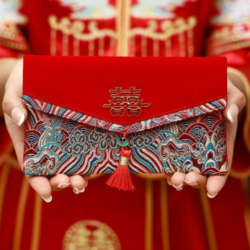 Chinese New Year Lucky Red Pockets Blessing Words Hongbao Brocade Red Envelop  Graduation Dinner