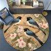 Birds On Branches Round Area Rug,Carpet Rug for Living Room Bedroom Sofa Playroom Decor,Non-slip Floor Mat