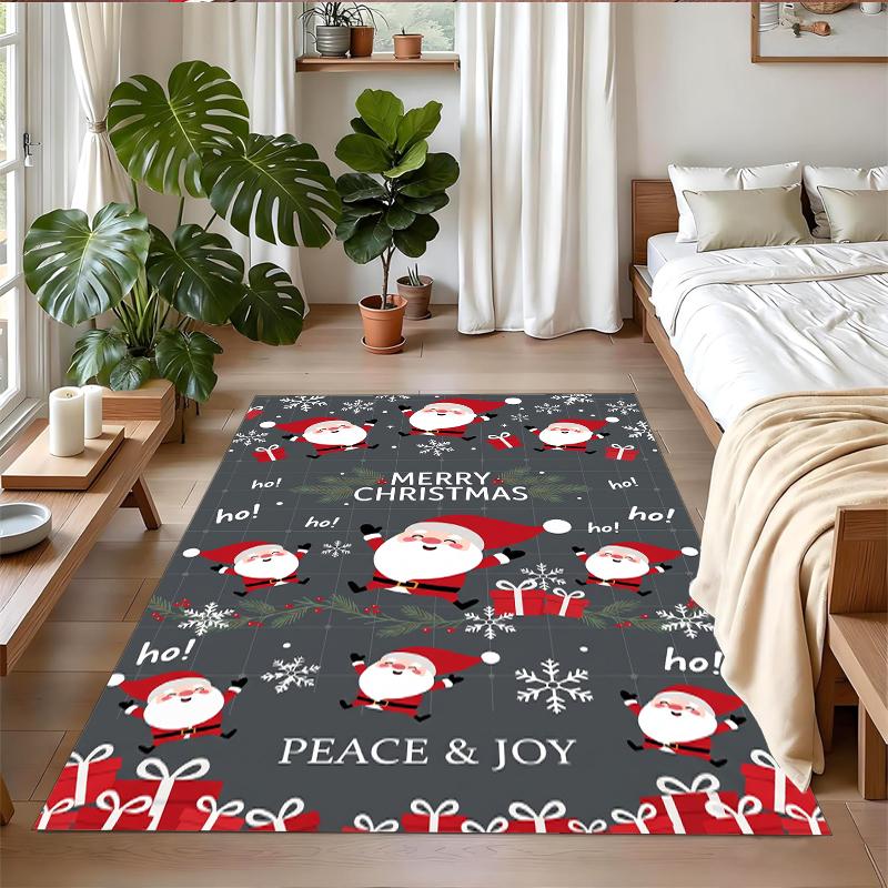 Christmas Printed Square Area Rug Soft Non Slip Floor Carpet For Bedroom Holiday Gift