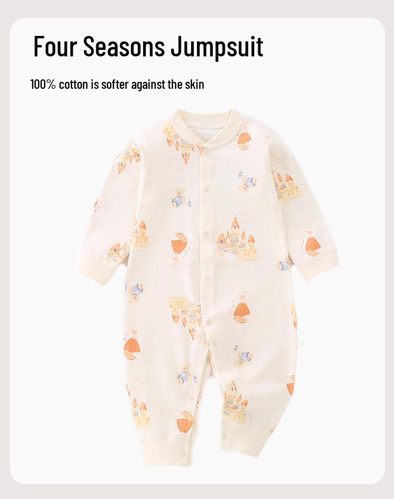 Newborn Pure Cotton Tagless Long Sleeve Romper - Unisex All-Season Bodysuit