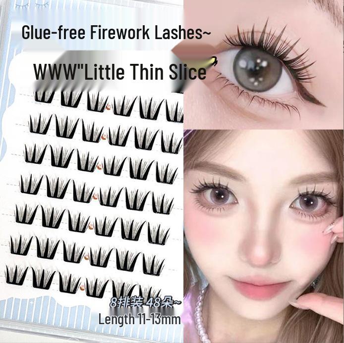 Ying Lier Natural Cluster Fox-Eye Eyelashes - Beginner-Friendly and Glue-Free