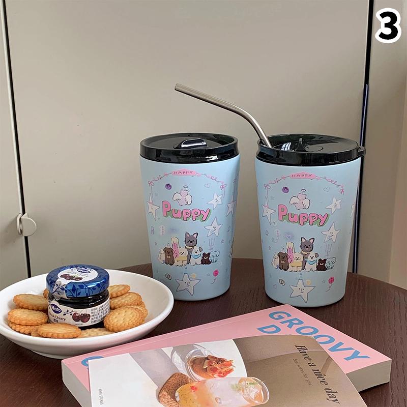 

Термос с изображением мультяшного медведя и щенка, кофейная кружка с бантом, кружка из нержавеющей стали для холодных напитков, переносной чайник для отдыха на природе, подарок
