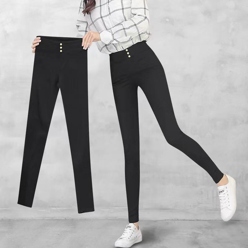 Women's High-Waisted Slimming Three-Button Pencil Leggings