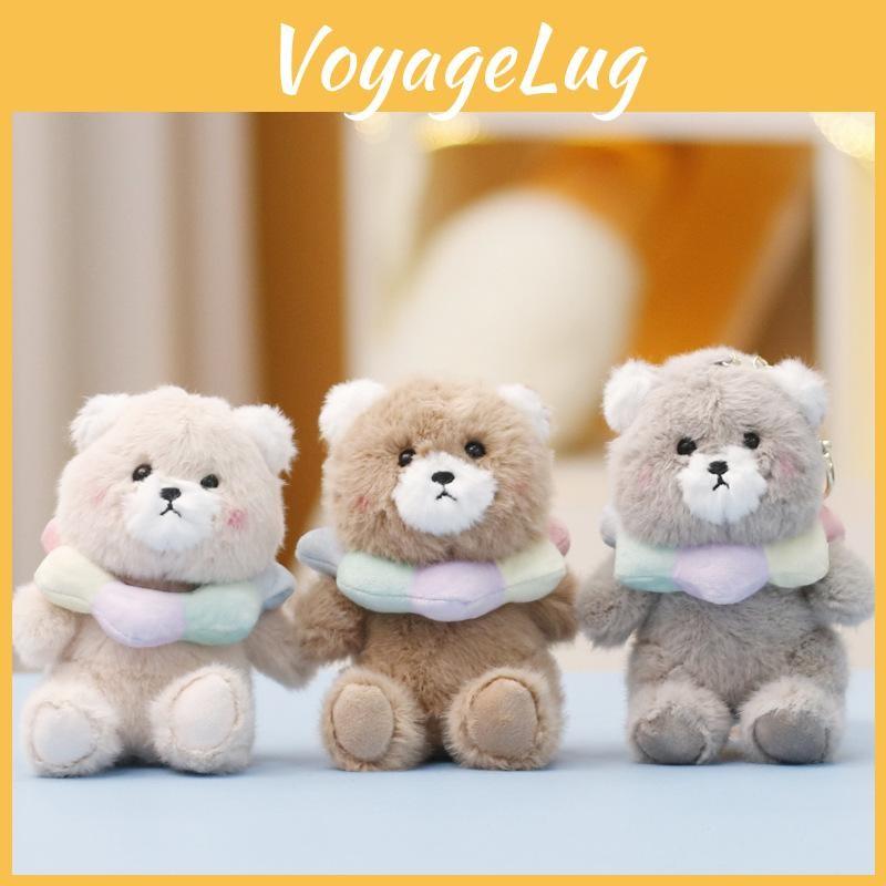 Plush Cartoon Bear Doll Keychain With Scarf Design For Collection And Kids Gift