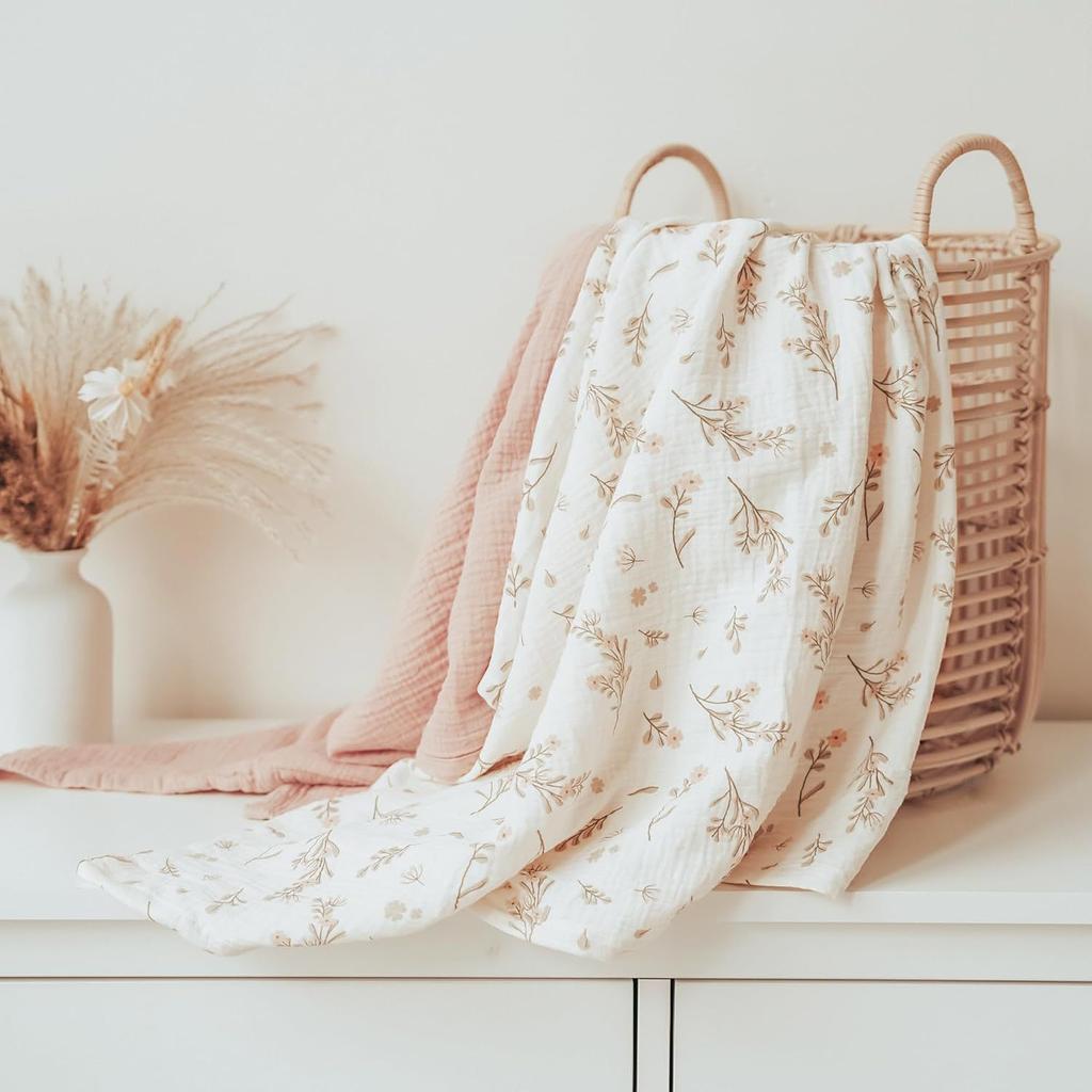 Swaddle Blankets 3 Pack, 100x100cm Muslin Cotton Receiving Blankets for Newborns, Soft Swaddling Blanket for Boys Girls, Crib Stroller Blanket