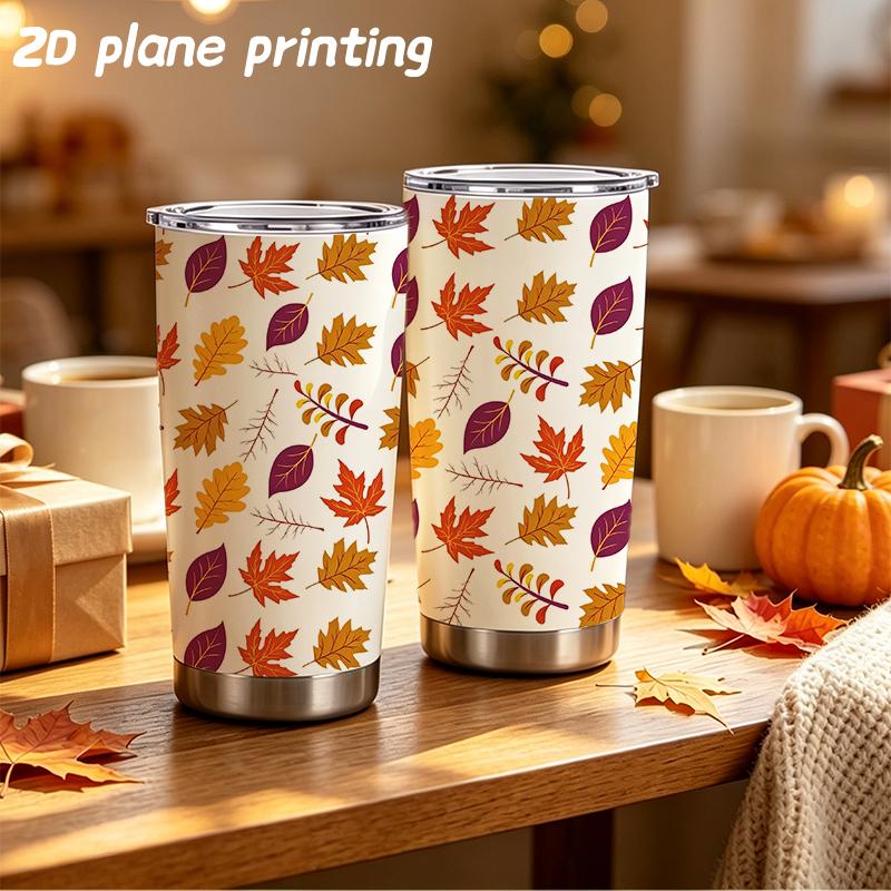 Car Tumbler 591ml Autumn maple leaf elements Straw Cup Straight Tumbler Portable Tumbler Coffee Tumbler Insulated Travel Cup