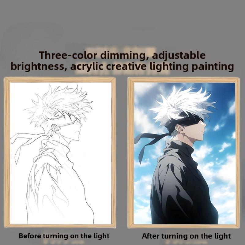 31cm/12.2in Satoru Gojo Light Painting Anime Peripherals 3D Night Light Bedroom Decoration Acrylic Originality Collectible Gifts