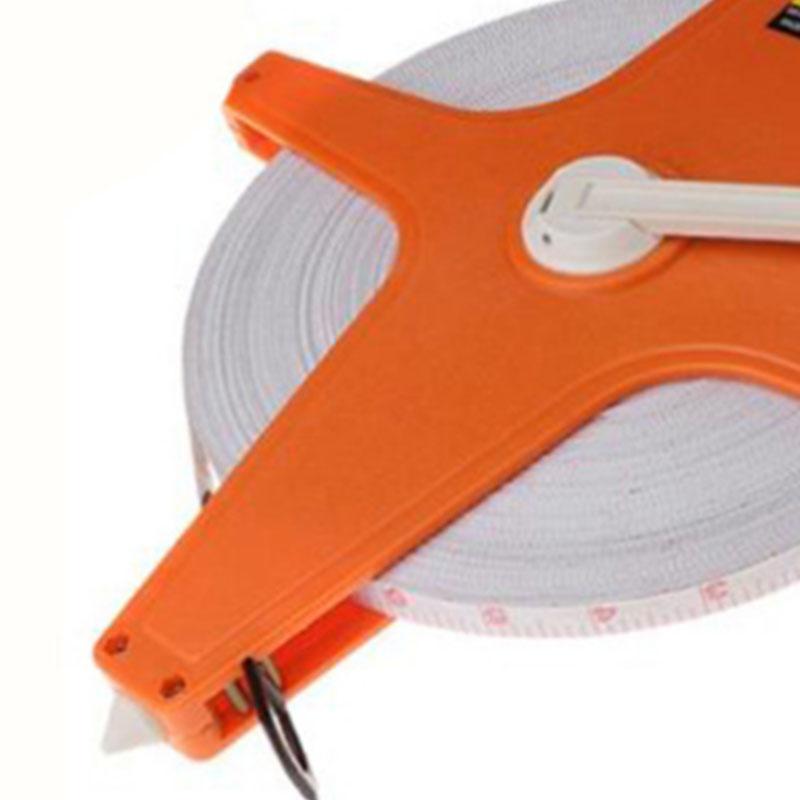 Hand Crank Tape Measure with Spike Portable Plastic Frame Fiber Measuring Reel 12.5mm Width 100