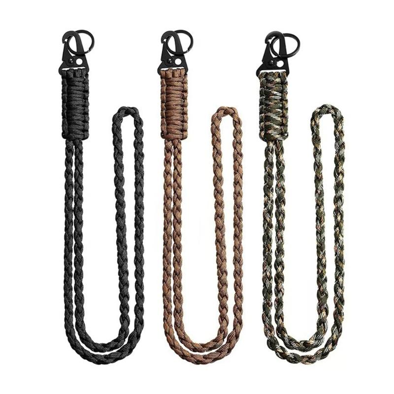 

3pcs Heavy Duty Braided Rope Necklace Keychains Camping Paracord Keychain Hiking Buckles Gift for Men and Women 1