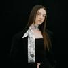 AVVINA PELLE Long Twilly Silk Scarf   Cream   Model  Botanic Garden