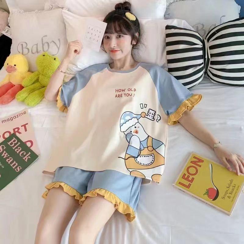 Pajamas Women'S Thin Short-Sleeved Cute Outer Loungewear Milk Almost