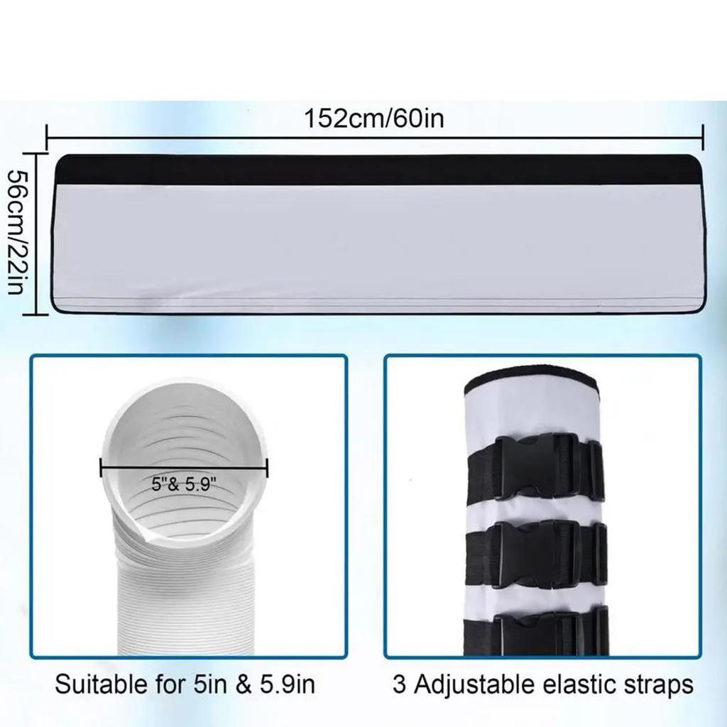 Insulated Portable Air Conditioner Hose Cover With Adjustable Straps Easy Installation Black Sleeve for Duct Vent
