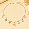 1PC Women'S Bohemian Gold Color Starfish & Shell Beaded Necklace with Imitation Pearl Summer Beach Jewelry