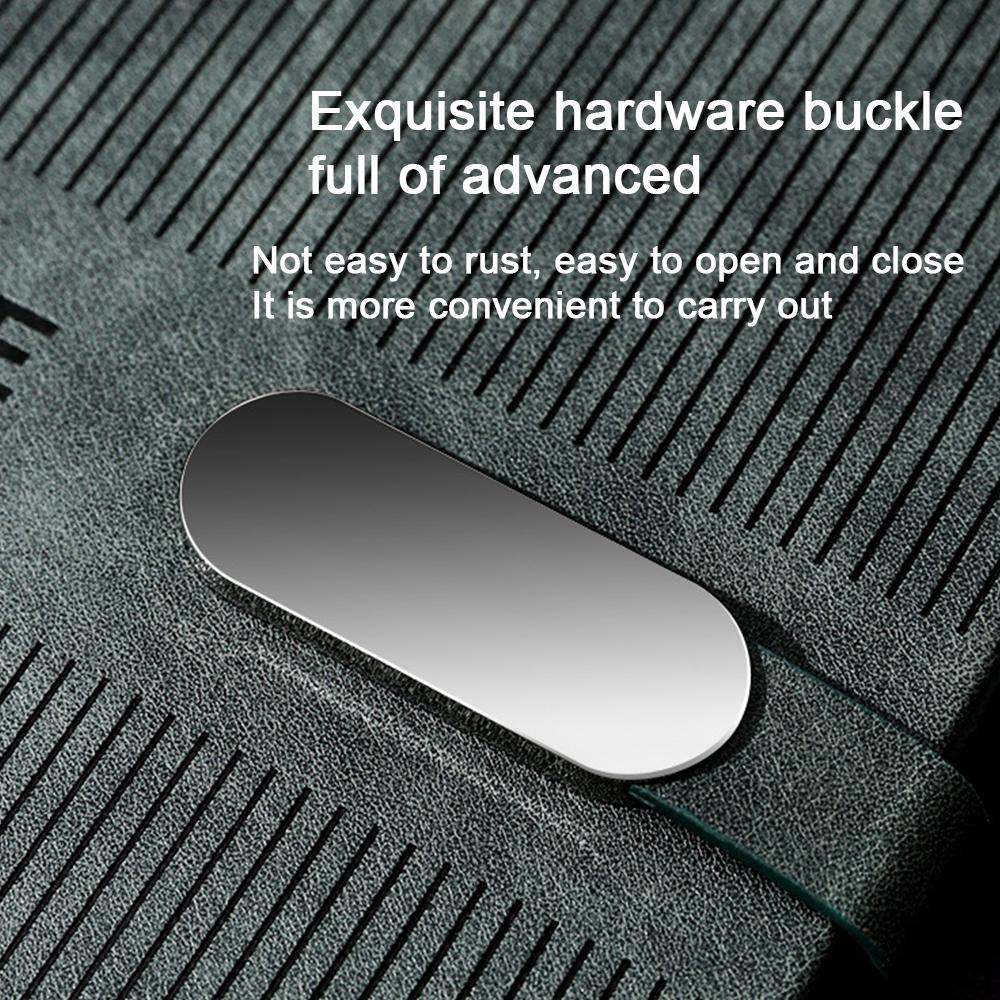 (Logo Can Be Engraved) A5 Buckle Business Leather Notebook, Student Notepad, Meeting Minutes, Diary, Subject Notebook