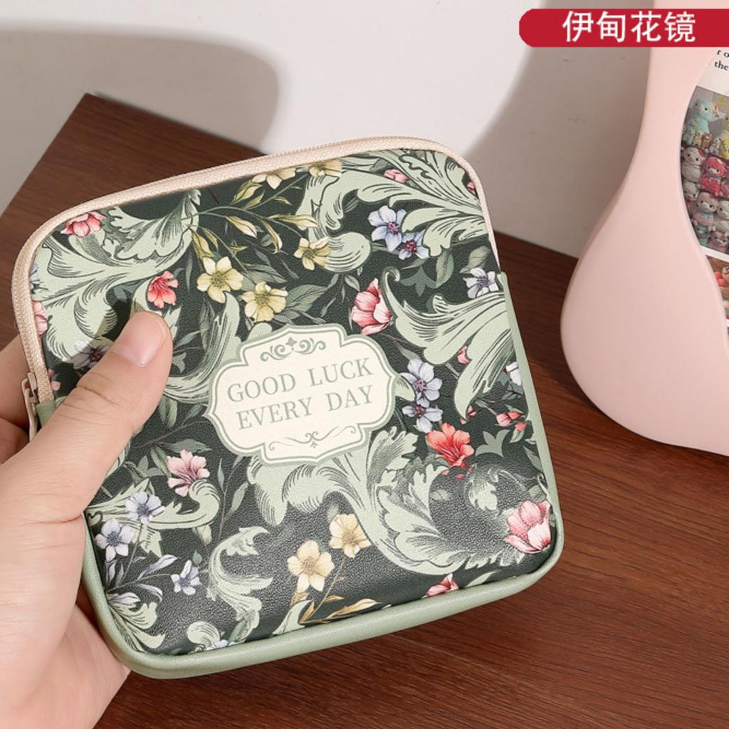 Přenosná menstruační taštička pro ženy, úložná taška na sluchátka a datové kabely, taštička na rtěnky, přenosná peněženka s velkou kapacitou na mince