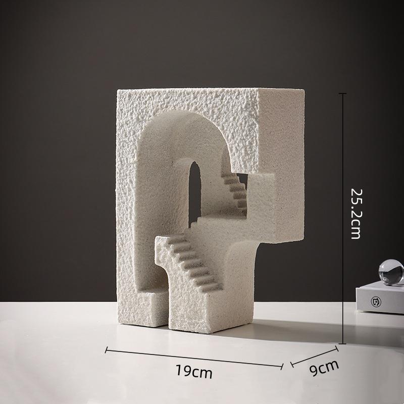 Creative Hollowed-out Buildings Resin Architecture Staircase Geometric Interlaced Staircase Archway Home Decoration Accessories