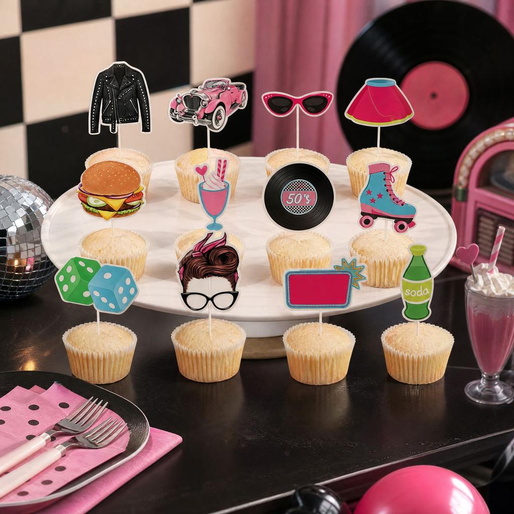 Retro 1950s and Roll (12 Pack) - Vintage Picks for Party Decorations