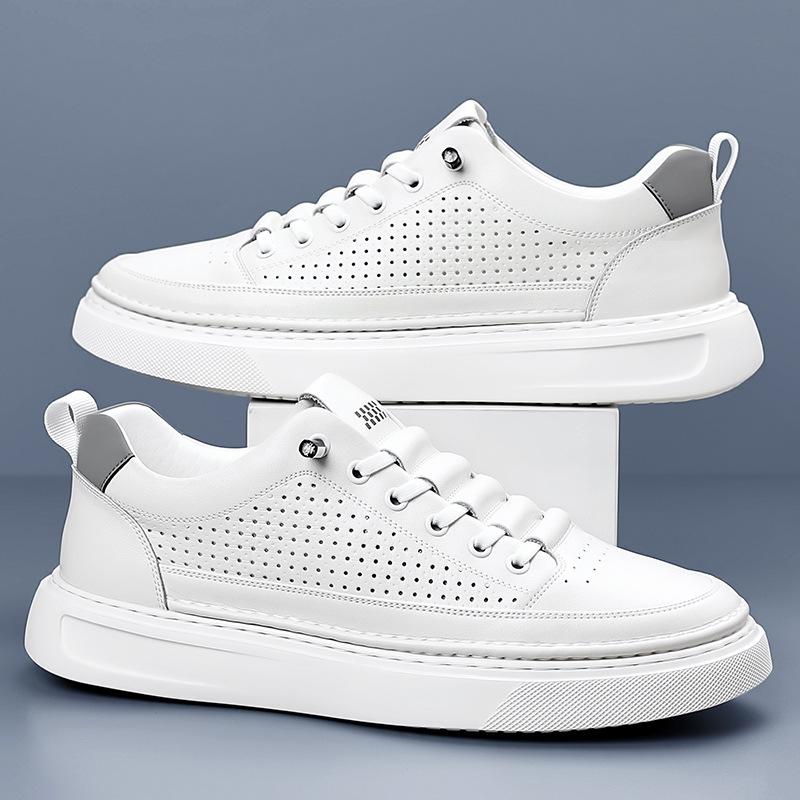 Herrenschuhe mit niedrigem Schaft Sommer atmungsaktiv hohl kleine weiße Schuhe Herren hohle Sport- und Freizeit-Board-Schuhe Lochschuhe Herren 2025