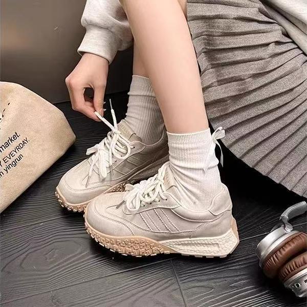Thick-soled Inner Height-increasing Small White Shoes for Women and Small Men 2025 Spring New Retro Color-polishing Lightweight Forrest Gump Training