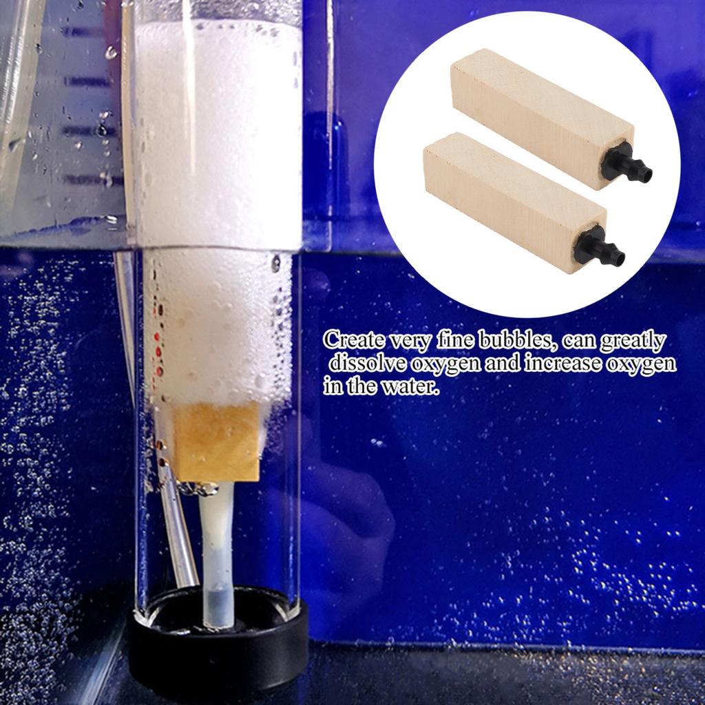 2PcsCelsiusSet Natural Wooden Bubble Stone Diffuser for Aquarium Fish (S)