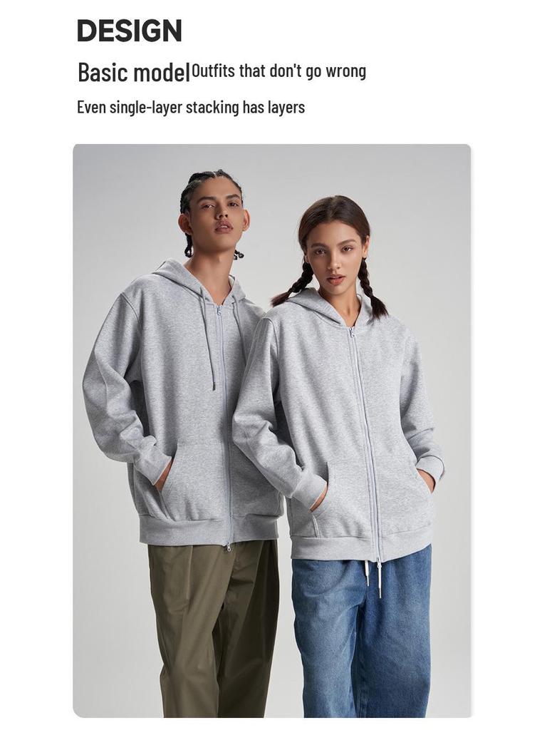 Custom Men's 330g Regular Fit Zip-Up Hoodie with Logo Print