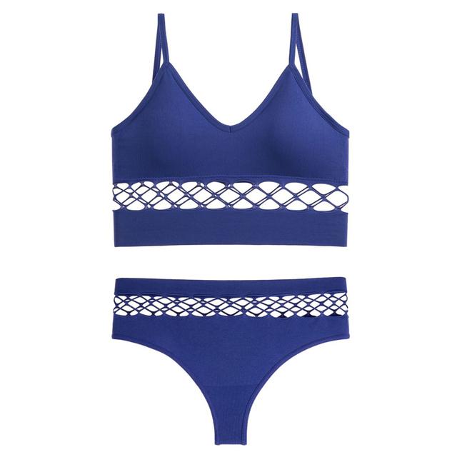 

CINOON женские сексуальные комплекты с бюстгальтером пуш-ап с открытыми эластичными спортивными ремнями, жилет, комплект нижнего белья, женский тонкий бюстгальтер без косточек, нижнее белье M синий