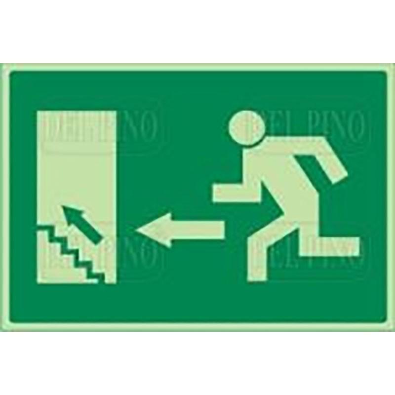 DUVER SIGN 966 PLAST.297x210''S.EMERG.IZD''LUM. (PICTOGRAM)LEFT EXIT. UP STAIR