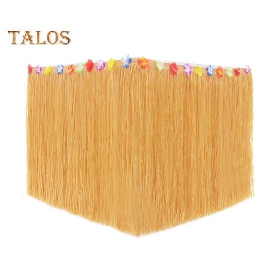 Hawaiian Party Table Skirt Waterproof Tropical Luau Party Colorful Flower Grass Tassels Table Skirt Summer Beach Themed Aloha Party Decoration Party