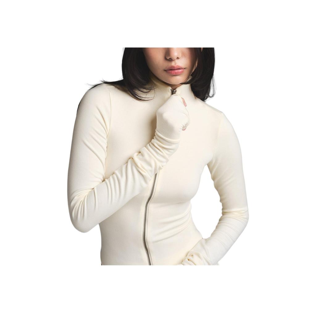 Skims Cloud Series Zip Up Top Soft Fitted Zip Collar Long Sleeve Jacket Women tops Ecru Beige LS-LST-8403W-ECU
