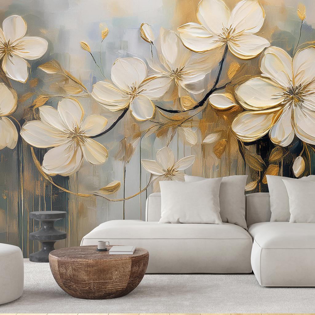 Tapet Flori Natură Pictat