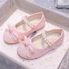 Girls' Sequin Bow Flats - 2025 Spring, Soft Sole Leather Pearl Shoes