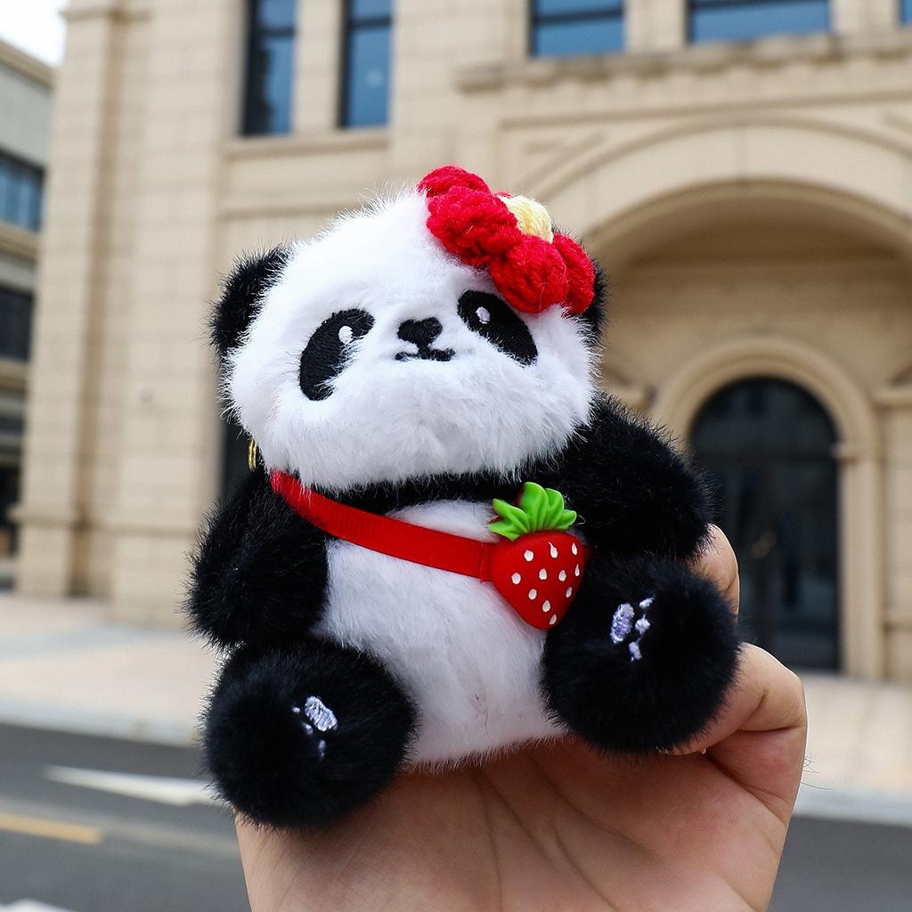 Non-Toxic New Cartoon Panda Plush Keychain Pendant Kawaii Stuffed Doll Bag Charm Pendant Car Keychain Children Backpack Decoration Gift