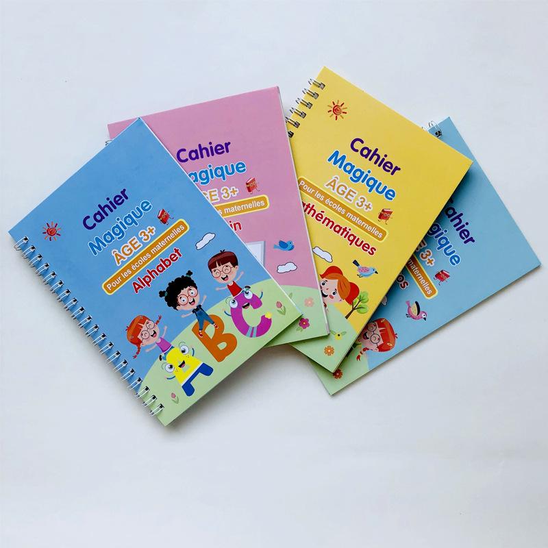 Multilingual English French Arabic German Practice Copybook with Hard Pen Groove Paper Material-Writing Practice Toy Unisex