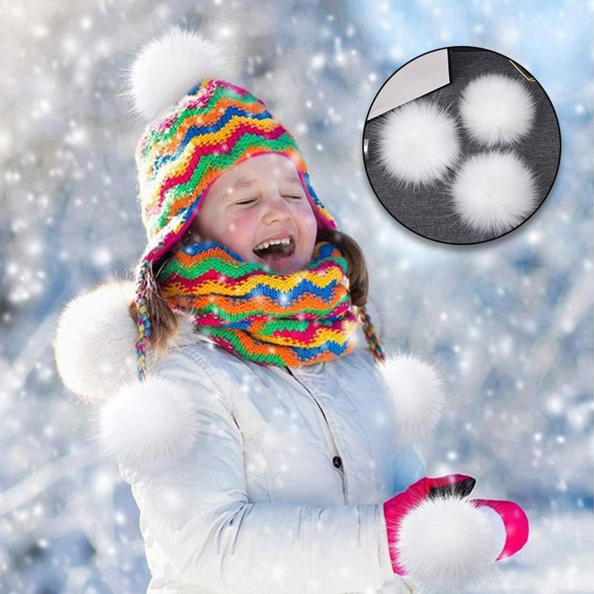 1PC Faux Fur Pompom Hat Ball Hairball DIY Handmade Pom Poms for Handcraft Colorful False Pompon With Rubber Band Hat Accessories