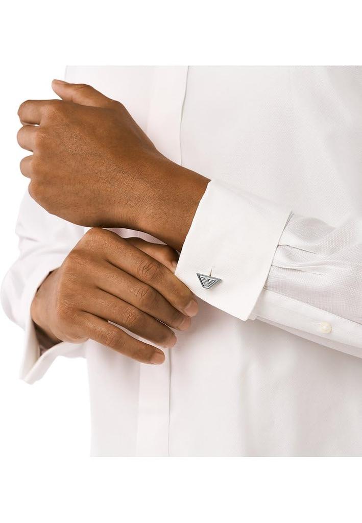 Emporio Armani Silver Stainless Steel One Stainless No Jewels Men's Cufflinks, EGS3129040, Size, Steel,