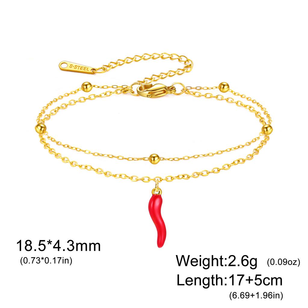 Stainless Steel Lucky Italian Horn Bracelets for Women Double Chain Beads Bracelets Protection Jewelry Birthday Gift 2026 New