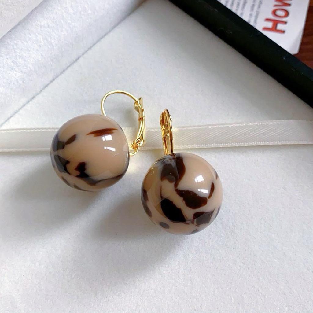 French Retro High-end Leopard Print Round Pendant Earrings Fashion Ear Buckles For Women's Girl‘s Unusual Jewelry Accessories