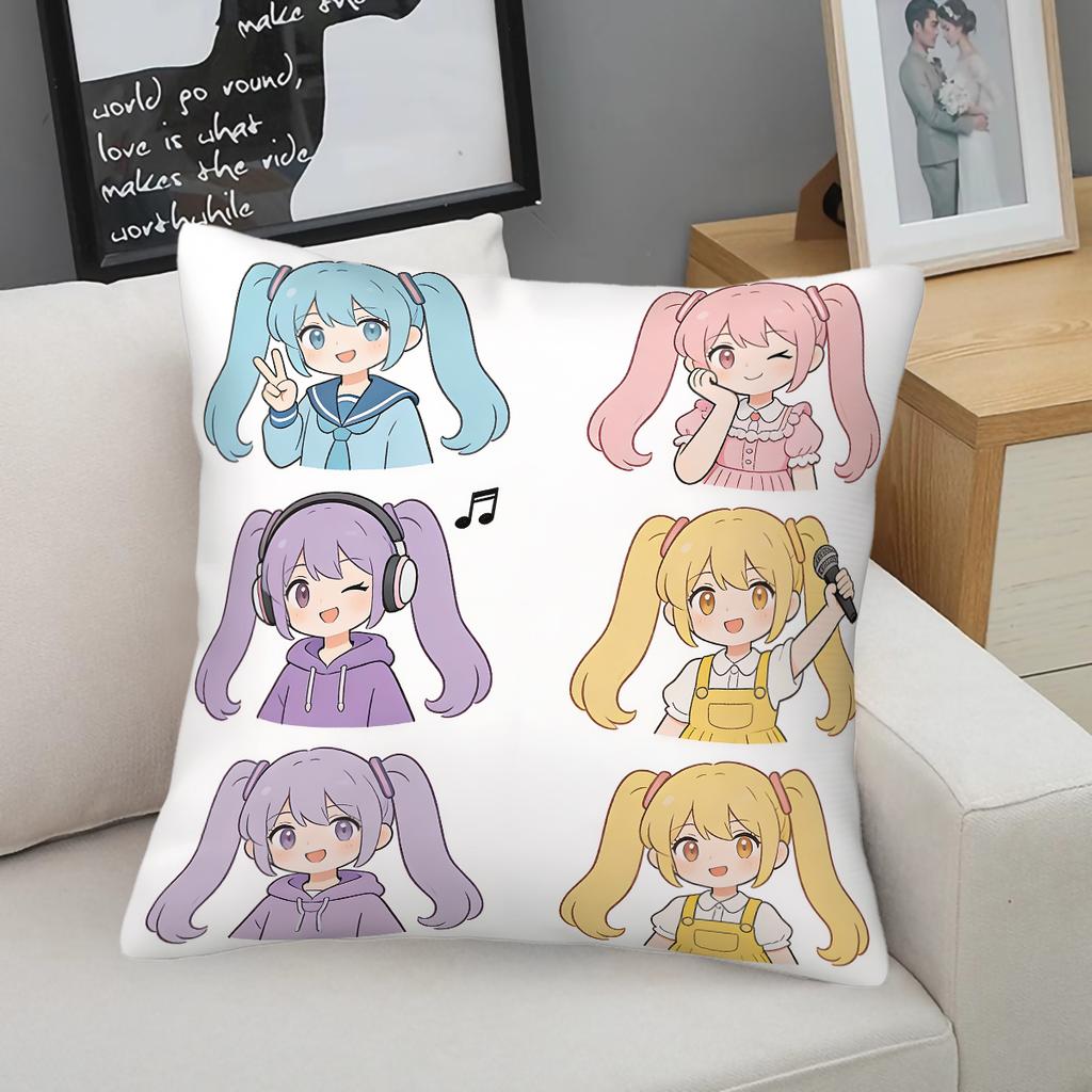 Hatsune Miku Q Version Throw Pillow Multi-Color Sailor Style Anime Cushion For Gaming Room Teen Room Sofa Bedroom Decor Fan Gift