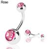 Stainless Steel Navel Ring Rhinestone Belly Button Ring Bar Piercing Jewelry