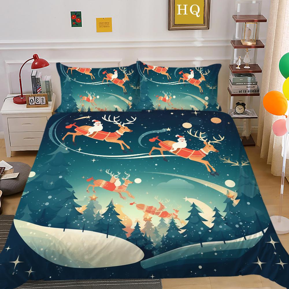 3D Christmas Printing Duvet Cover Set Full Size Microfiber Bedding Set High Ranking Lovely Bedspreads