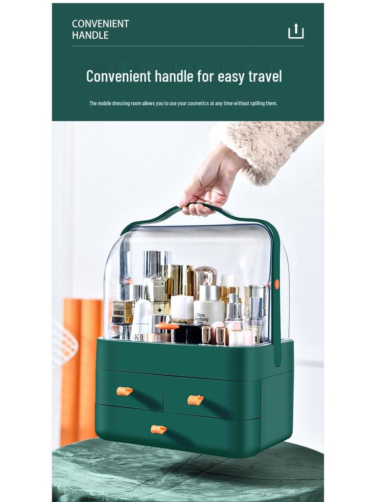 Compact Skincare Cosmetics Organizer: Handheld, Dustproof Drawer Rack for Desktop Storage