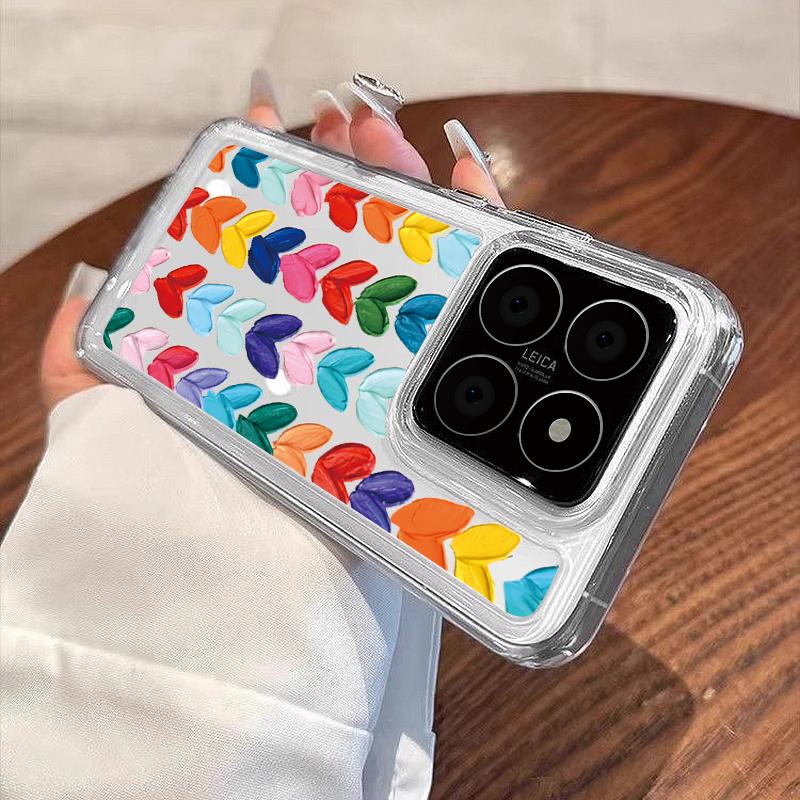 Pro Xiaomi 13t 11t Poco X6 X5 Redmi Note 13 12 11 10 Pro Nárazuvzdorný Květinový Barevný Kreslený Láska Srdce Silikonový Průhledný Tenký Kryt