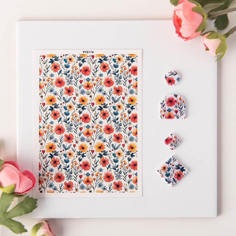 

Polymer Clay Watercolor Transfer Paper Flower Engraving Printing Decorative Paper DIY Ceramic Craft Earring Making Pottery Tools