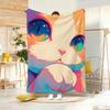 Pastel Healing Design Spiritual Cat Throw Lightweight  Flannel Blanket Soft Skin-Friendly For Summer Cooling