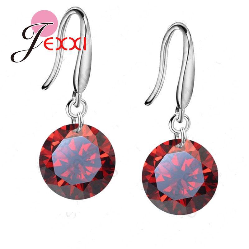 lose Money Classic Genuine 925 Sterling Silver Drop Earrings with 8 Colors Crystals CZ Women Wedding Party Gifts Brincos