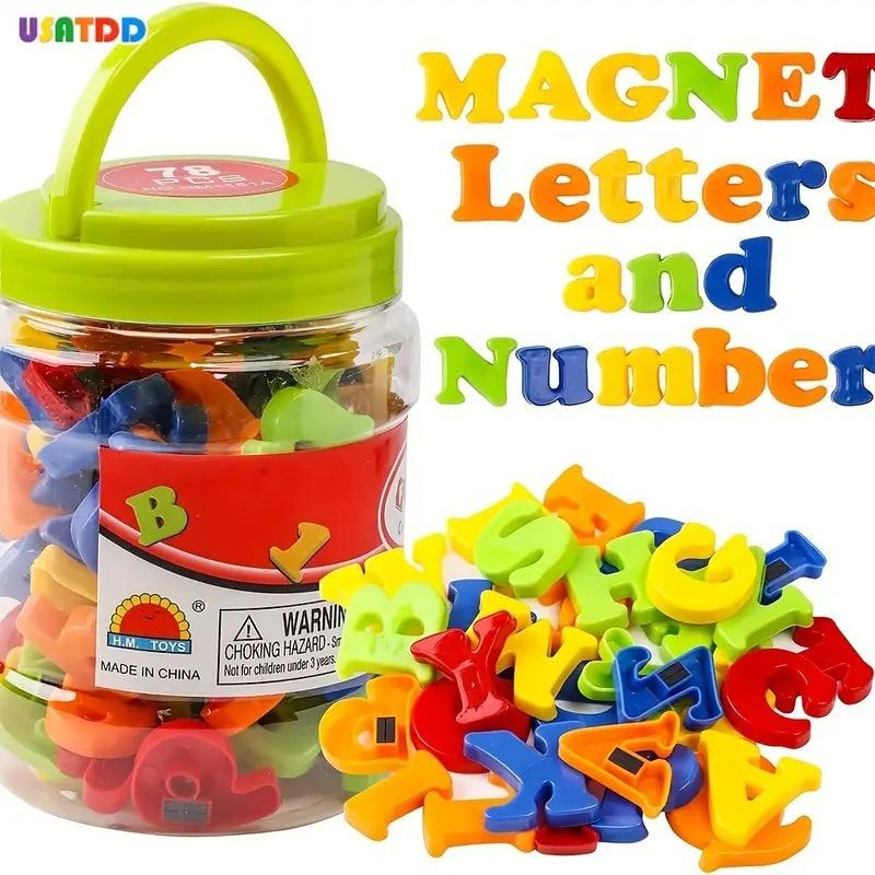 

78 Pieces Of Children s Enlightenment Magnetic Stickers, English Alphanumeric Stickers, Puzzle Toys One Size зелёный