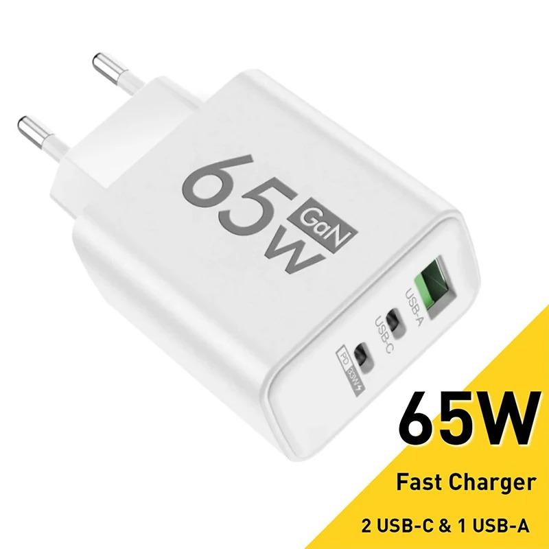 65W GaN USB C Charger Quick Charge Korea EU US Plug PD USB-C TypeC Fast USB Charger For iPhone 14 Xiaomi Samsung Macbook